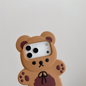 Cute 3D Toy Bear Silicone Phone case for iPhone 17 16 15 14 13 Pro Max Cookie charms Cartoon <b>Rubber</b> chain soft <b>ring</b> back Cover - Product Image 6