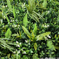 Panneau de feuilles de plantes artificielles en gros 100*100cm, mur de fleurs artificielles, toile de fond de mur de plantes, mur d'herbe, intérieur extérieur