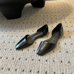 Toreme Xăng đan ba lê đế bằng đơn phong cách Retro cho nữ dép xỏ ngón vuông nhỏ bằng da thật phong cách Pháp mùa hè - Product Image 4