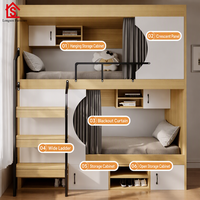 Lit mural moderne sur mesure avec armoire de rangement et rideau, échelle en bois massif, mobilier de chambre à coucher, vente en gros