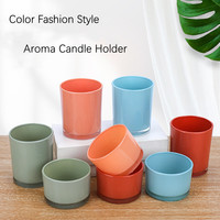 Vente en gros Récipient de pot à bougie en verre recyclé écologique Pot de tasse à bougie en verre aux couleurs de Noël