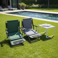 Fauteuil pliant de sol Lazy Boy en acier inoxydable, design moderne, durable, en tissu Oxford 600D imprimé UV, mobilier de loisirs extérieur pour hôtel