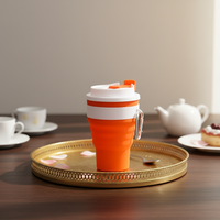 Bouteille d'eau en silicone de qualité alimentaire 420 ml, tasse pliable colorée avec poignée, gobelet de voyage pliable avec couvercles