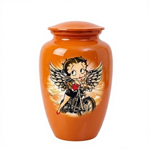 Urne funéraire pour cendres humaines en forme d'ailes d'ange orange, urne commémorative pour motards, urne décorative pour adultes - Product Image 1