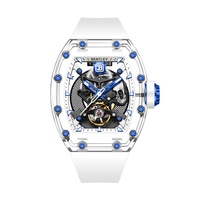 Elegante Reloj Automático de 42.2mm con Esfera Analógica, Correa Cónica de FKM, Caja Tonneau, Acero Inoxidable de Alta Calidad y Cristal