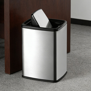Guest room <b>bin</b> with hinged <b>lid</b>, convenient household trash can, living room, bathroom, kitchen, office storage <b>bin</b>, wastepaper - Product Image 3