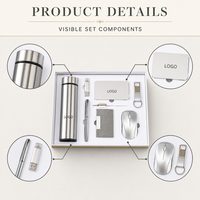 Ensemble cadeau d'entreprise de 8 pièces : gobelet, batterie externe, clé USB, stylo, carnet, souris, porte-clés avec logo personnalisé pour les événements de bureau