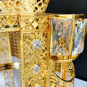 2025 nouvelle vente chaude Design de luxe doré éthiopie café Table à thé coffret cadeau Royal métal fer rond verre - Product Image 3