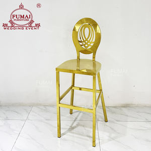 เก้าอี้บาร์สูงทำจากโลหะสีทองแบบปรับแต่งได้ทันสมัย - Product Image 3