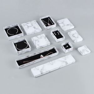 Marble Texture Pattern <b>White</b> Cardboard Paper Jewelry <b>Boxes</b> <b>Gift</b> Packaging Square Necklace Bracelet Jewelry Box With Custom Logo - Product Image 2