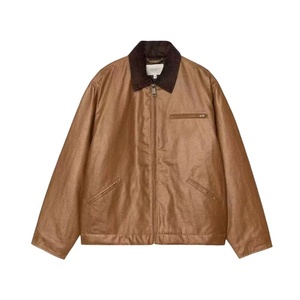 Veste <span class=keywords><strong>Dean</strong></span> OEM en coton enduit, style rétro américain Carter, en cuir PU, vêtement de travail avec texture vieillie et délavée, pour homme, idéal pour les trajets quotidiens. - Product Image 4
