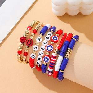 Usa Independence Day Bracelet <b>Set</b> Polymer <b>Clay</b> Beaded Jewelry Women Unisex Fashion Jewelry <b>Sets</b> - Product Image 4