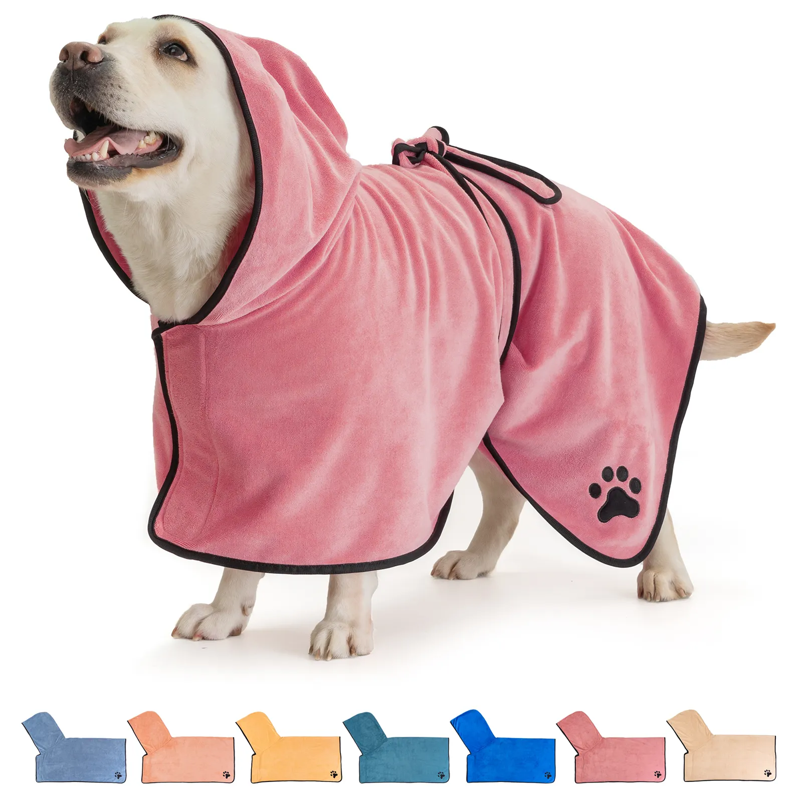 Custom Logo Fabricage Microfiber Katoenen Handdoek Super Absorberende Pet Droogjas Badjas Hond Badjas Voor Honden Met Kappen