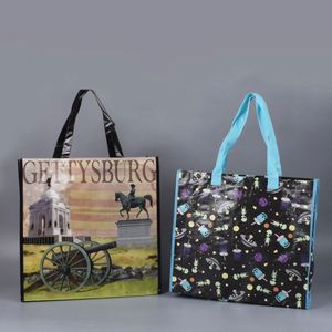 กระเป๋าช้อปปิ้งแบบพับได้กันน้ำเคลือบลามิเนต ผลิตจากผ้า PP ทอ ขนาดใหญ่ รับผลิตตามสั่ง ราคาโรงงาน ขายส่ง รีไซเคิลได้ - Product Image 6