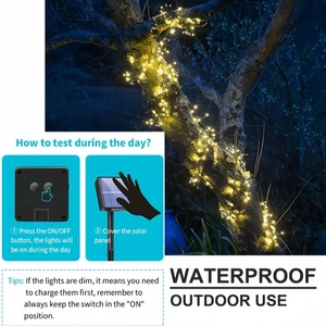 Alambre de cobre de Navidad para interiores/exteriores, <span class=keywords><strong>LED</strong></span> con energía Solar IP44, guirnalda impermeable, vid como <span class=keywords><strong>cascada</strong></span>, cadena de <span class=keywords><strong>luces</strong></span> de hadas para festivo - Product Image 4