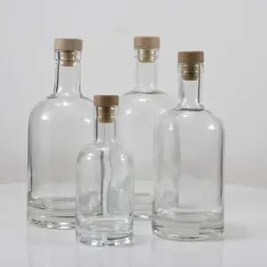 Botol Kaca Gin Minuman Keras Wiski Rum 750Ml, 700Ml, 500Ml, 375Ml Mewah Kustom