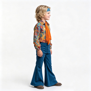 Costume <span class=keywords><strong>de</strong></span> <span class=keywords><strong>hippie</strong></span> pour garçons, tenue rétro disco des années 60 et 70, bandeau, pantalon à pattes d'éléphant, pour Halloween, carnaval, spectacle sur scène, cosplay - Product Image 2