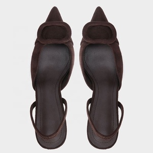 Zapatos de mujer de verano con dedos en Punta tacones expuestos tacones altos marrones moda Casual banquete trabajo tacones delgados <span class=keywords><strong>Sanda</strong></span> de mujer - Product Image 5