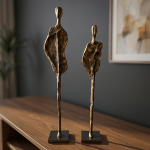 Contemporary Aluminium <b>Figurative</b> Sculptures Handmade Artistic Tabletop Decor 2Pcs Living Room Display Jaffs Exports JE900 - Product Image 3