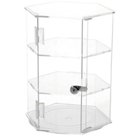 Exhibidor de Acrílico para Relojes y Anillos, Hexagonal, con 3 Estantes, Base Giratoria con Cierre, Moderno y Ecológico