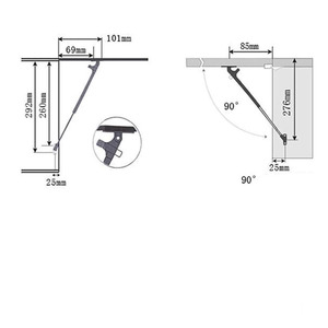 Ressort à gaz cylindrique en acier au carbone <span class=keywords><strong>de</strong></span> 100 mm, 22 lb, pour armoire/escabeau/boîte à outils, meubles - Product Image 6