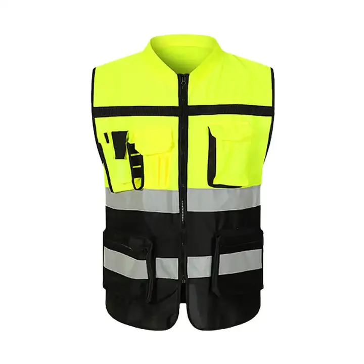 High Visibility Reflective Safety Vest with Multiple Pockets for Construction Workers Wholesale Safety Clothing