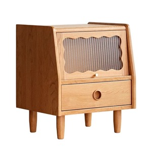 Table de chevet en bois massif, armoire de rangement en bois de cerisier, table de chevet de chambre à coucher, style rétro nordique - Product Image 5