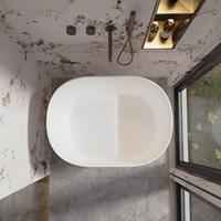 Baignoire autoportante moderne en pierre artificielle de petite taille, profonde, durable, écologique, capacité 60+ gallons, couleur personnalisable, garantie 3 ans