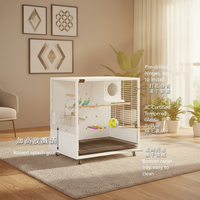 Grande volière premium en bois et verre pour l'élevage de perroquets, idéale pour les magasins d'animaux et les hôtels pour animaux.