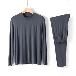 Set di Abbigliamento <span class=keywords><strong>da</strong></span> Casa per <span class=keywords><strong>Uomo</strong></span> in Maglia Modal, Collo Semi-Alto, Pantaloni, Intimo, Comodo, Liscio, Antibatterico, Caldo Pigiama in 2 Pezzi - Product Image 4