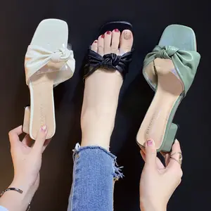 Fornecedor chinelos atacado trending slides chinelos 2023 blusters chinelo sandales femme talon haut Chunky Sandálias Mulheres
