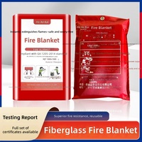Couverture anti-feu certifiée norme nationale pour la lutte contre les incendies, 1m x 1m, pour cuisine, maison, évacuation d'urgence, ignifuge et résistante au feu