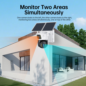 กล้องวงจรปิดรักษาความปลอดภัยแบบ PTZ พลังงานแสงอาทิตย์ 6MP 2 เลนส์ 2 จอภาพ รองรับ <span class=keywords><strong>4G</strong></span>/Wifi พร้อมระบบตรวจจับความเคลื่อนไหว PIR สำหรับภายนอกอาคาร ไร้สาย มาตรฐาน IP66 ใช้แบตเตอรี่ เหมาะสำหรับบ้าน - Product Image 2