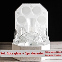Fournisseur Direct Chine Carafe à Vin Personnalisée de Haute Qualité 7 Pièces Design Moderne Distributeur en Verre Ensemble Carafe à Whisky Vente en Gros
