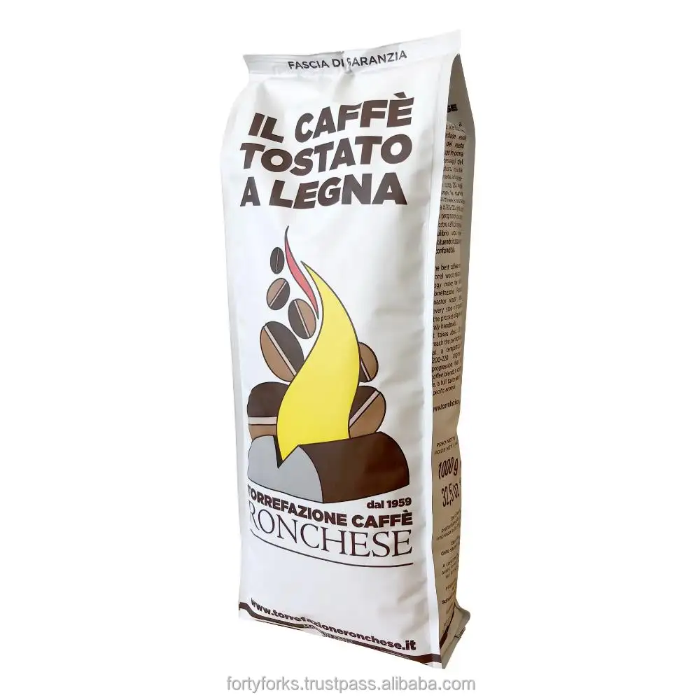 Café espresso italiano, granos tostados de madera, 100% Arábica, bolsa de 1 kg