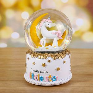 Snowflake Resin Crafts Desktop Decoration Ornaments Gift unicorn <b>Crystal</b> <b>Ball</b> With Light Music Box - Product Image 3