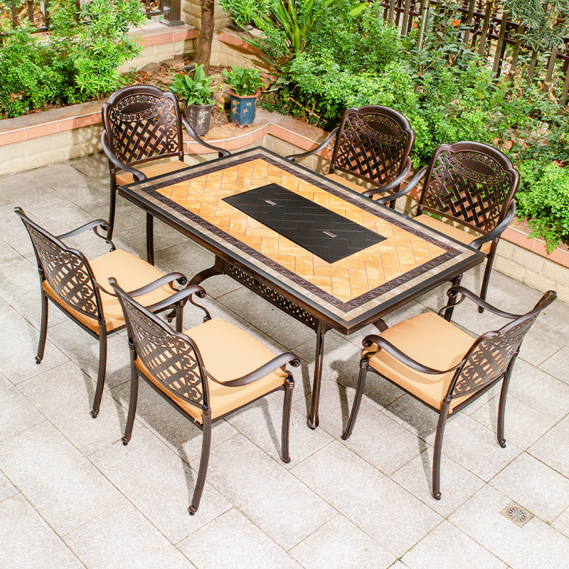 ZG-6 sedie + tavolo da barbecue 150cm