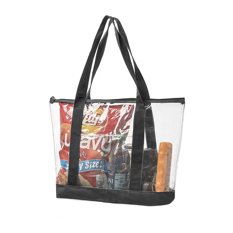 Cheap PVC Shopping Handbags Bag Large Capacity Clear Transparent Plastic Tote Shopper Bag