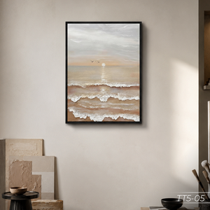 Pintura Abstracta de Lujo en Seda, Arte de Pared para Decoración del Hogar, Tela de Seda Hecha a Mano, Diseño de Olas del Océano, Fabricante Vietnamita, Modelo ODM TT5-5 - Product Image 3