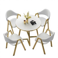 Ensemble de salle à manger 1 table 4 chaises, mobilier d'hôtel, restaurant, café, boutique, réception, table ronde, chaise en cuir