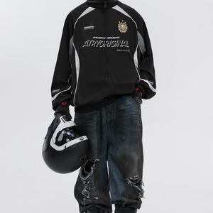 Veste de sport unisexe personnalisée de style urbain avec patch imprimé baseball, veste fine d'hiver avec logo frontal, streetwear - Product Image 1