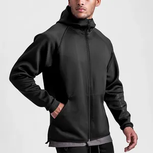 Outdoor Sport Fitness Running wasserdichter Mantel übergroßer Baumwoll-Polyester einfarbiger Hoodie-Patch voller Reißverschluss Anorak-Jacken Herren