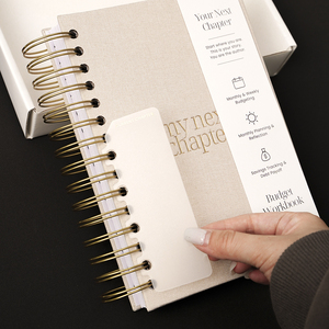 Quaderno Estetico Personalizzato con Logo per Gestione Budget, Pagamento Debitori e Risparmio, con Foglia d'Oro, Copertina in Lino e Spirale, in Confezione Regalo - Product Image 2