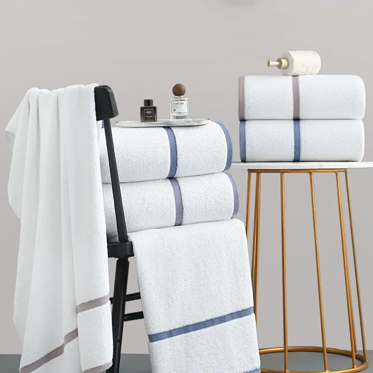 5 Star hotel luxury bath towels customized logo white towels china factory hotel spa