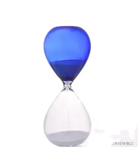 15 Mins Funnel Shape Sand Hourglass Handmade Sand Watch Glass Timer for Yoga Made of Bright Blue Color Glass
