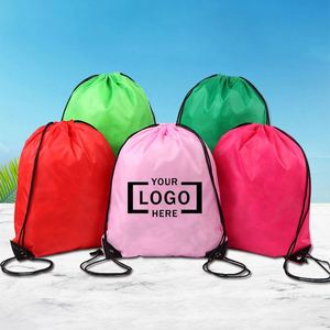 Custom Nylon Draw String <b>Backpack</b> Recycled Waterproof 210D Polyester Drawstring Bag With Logo - Product Image 1