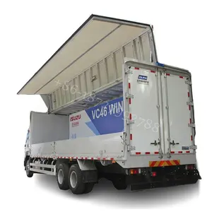 1suzu double stainless SS304 wagon 4.2m 6x2 kargo tray tubuh Diesel logistik 8-kecepatan 4X2 Express transport kendaraan fly van kargo