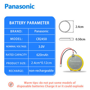 Batería de Botón de Litio <span class=keywords><strong>Panasonic</strong></span> <span class=keywords><strong>CR2450</strong></span> de <span class=keywords><strong>3V</strong></span> con Conector de Cable para Controlador Servo PLC y Programador - Product Image 2