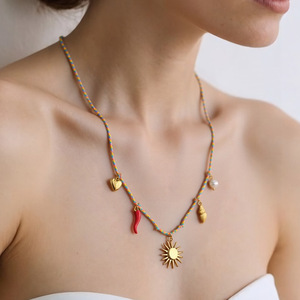 Collier en acier inoxydable avec pendentif étoile de mer et coquillage, chaîne de clavicule en or 18 carats pour femme, bijoux de fête - Product Image 2