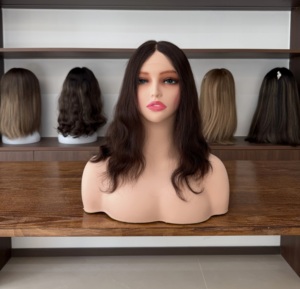 Perruques juives de haute qualité avec dessus en dentelle, ligne de cheveux naturelle, cheveux bruts non traités, cuticules alignées, dentelle suisse, perruque casher - Product Image 1